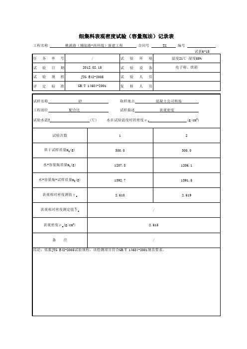 6-15细集料表观密度试验(容量瓶法)