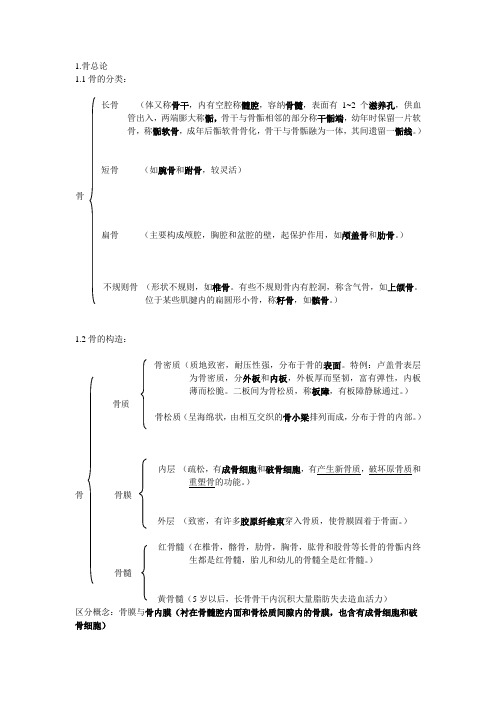 系统解剖学骨学部分总结