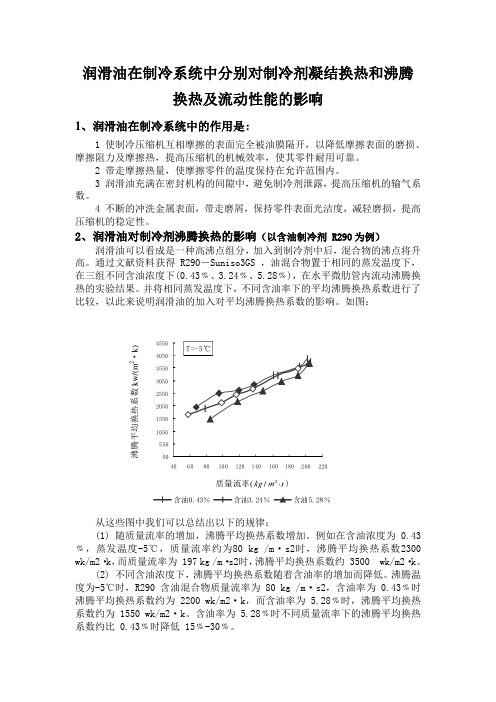 润滑油在制冷系统中分别对制冷剂凝结换热和沸腾换热及流动性能的影响