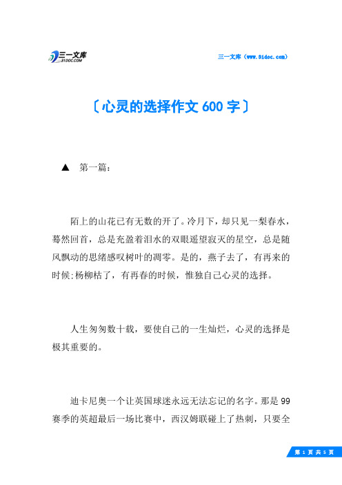 心灵的选择作文600字