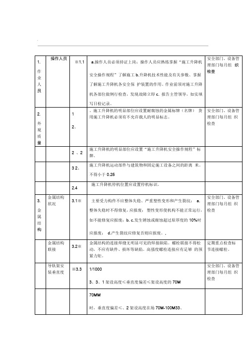 施工升降机检验内容及标准