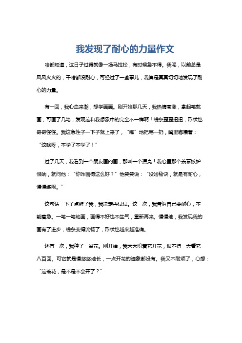 我发现了耐心的力量作文