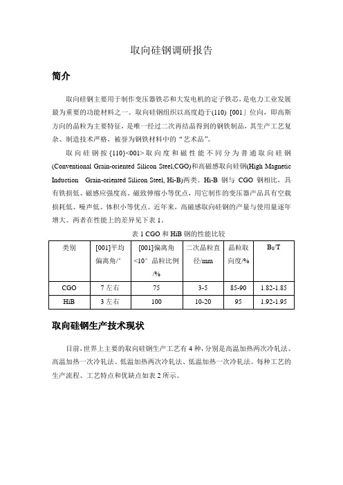 取向硅钢调研报告资料