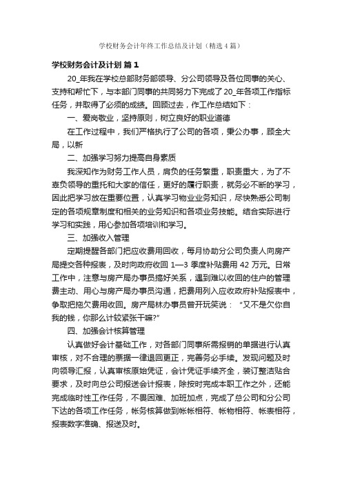 学校财务会计年终工作总结及计划（精选4篇）