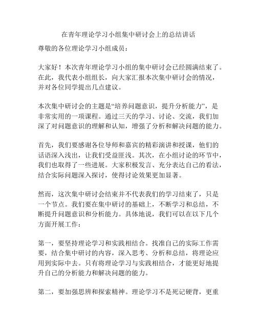 在青年理论学习小组集中研讨会上的总结讲话