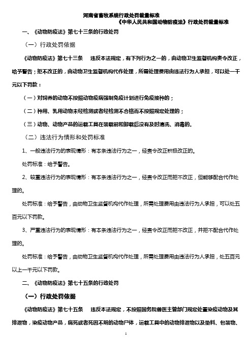 河南省畜牧系统行政处罚裁量标准