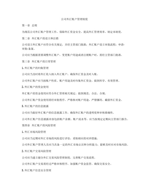 公司外汇账户管理制度