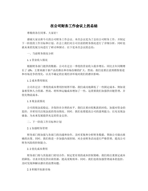 在公司财务工作会议上的总结