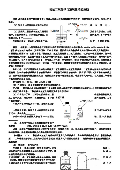 鲁教版九年级化学例题解析：验证二氧化碳与氢氧化钠的反应