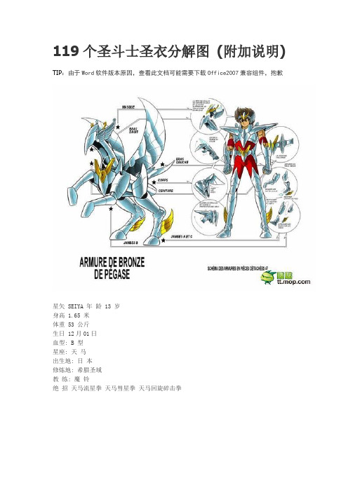 119个圣斗士圣衣分解图(附加说明)