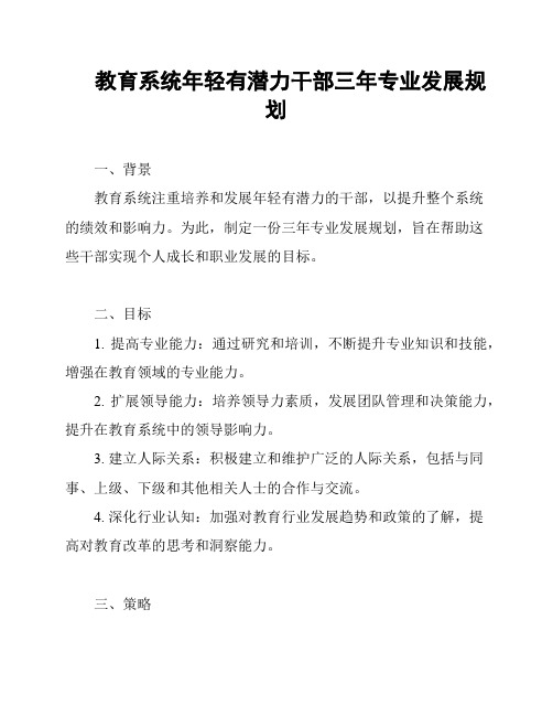 教育系统年轻有潜力干部三年专业发展规划