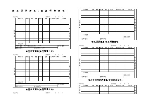 食品供货清单(食品销售台账)食品进货商进货清单