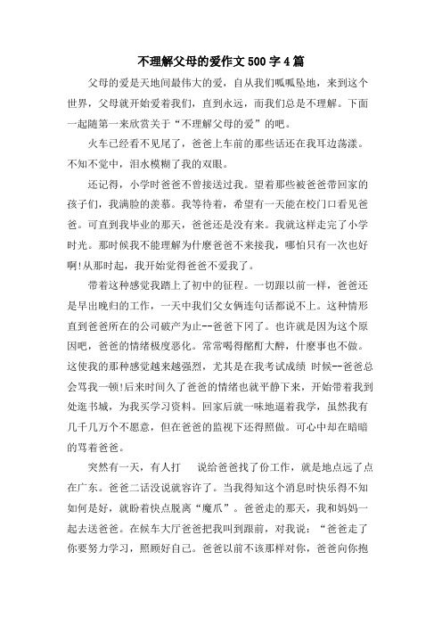 不理解父母的爱作文500字4篇