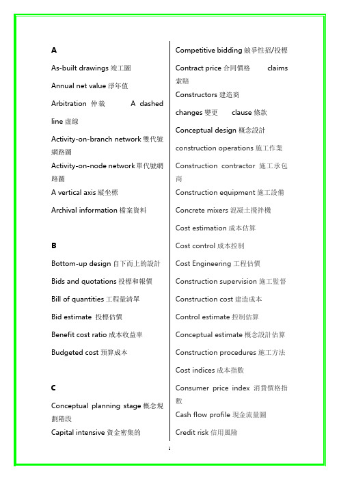 工程管理专业英语词汇