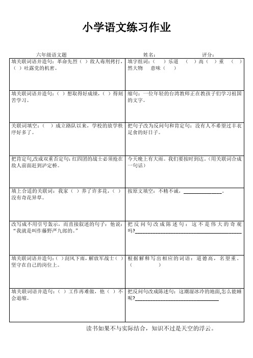 小学六年级语文课堂延伸练习II (95)