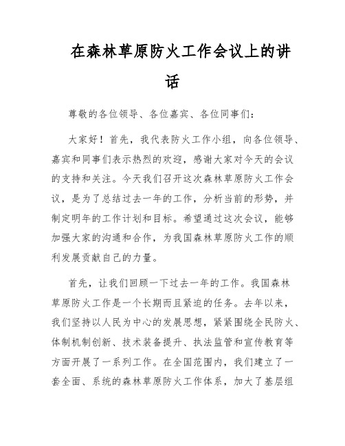 在森林草原防火工作会议上的讲话