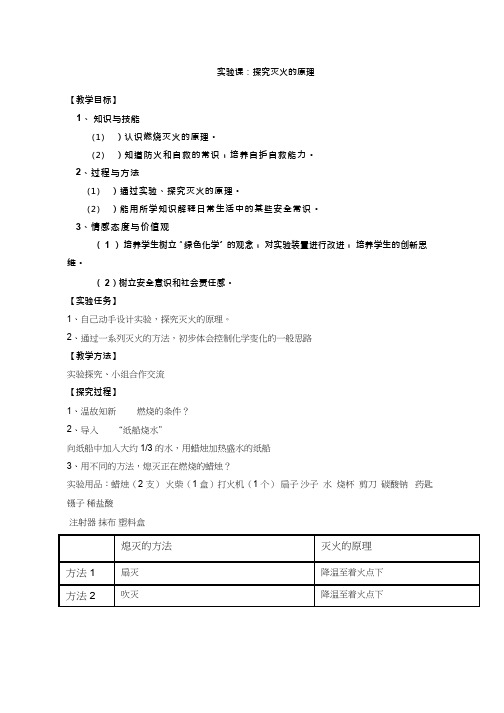 化学《实验课—探究灭火的原理》优质教案、教学设计