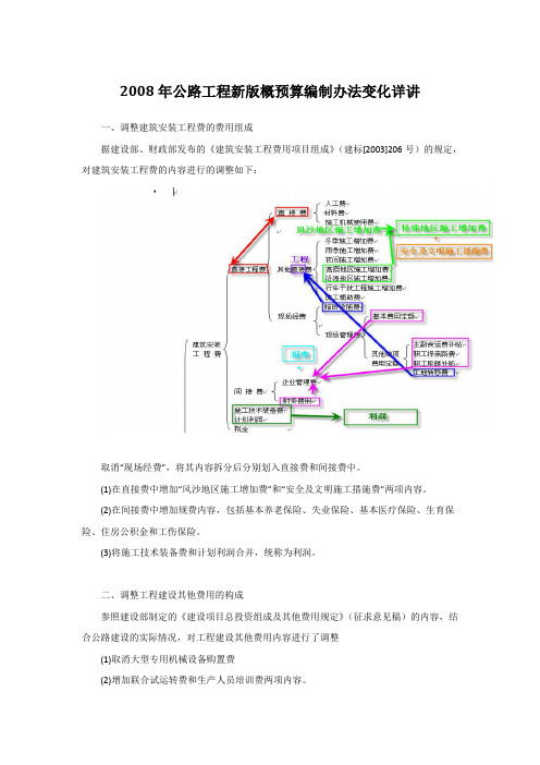 2008年公路工程新版概预算编制办法变化详讲