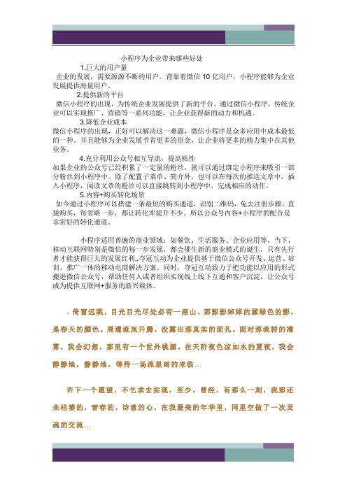 精品文档小程序为企业带来哪些好处