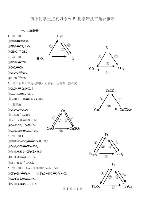 初中化学重点复习系列8-化学转换三角及推断