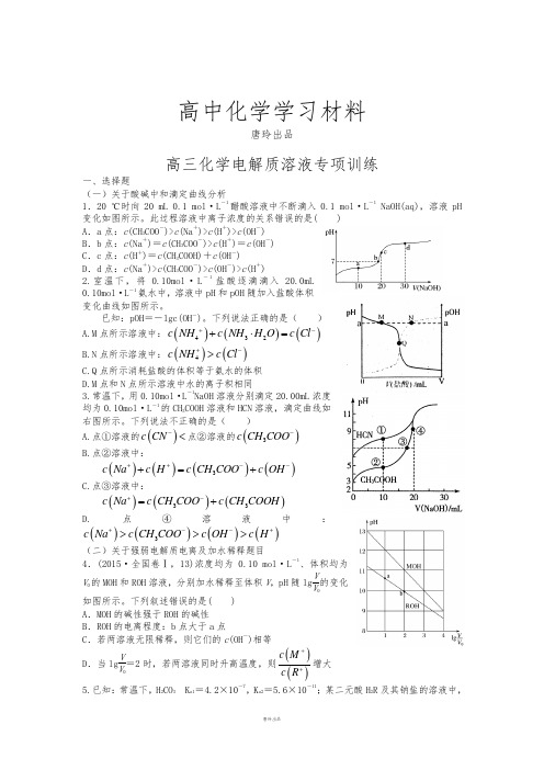 高三化学电解质溶液专项训练.docx