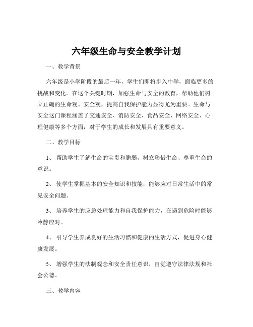 六年级生命与安全教学计划