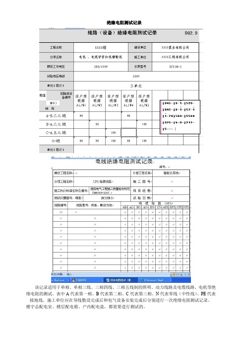 绝缘电阻怎么测测试记录怎么填(低压系统)