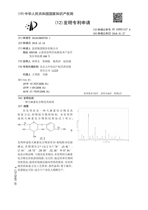 一种天麻素化合物及其制剂[发明专利]