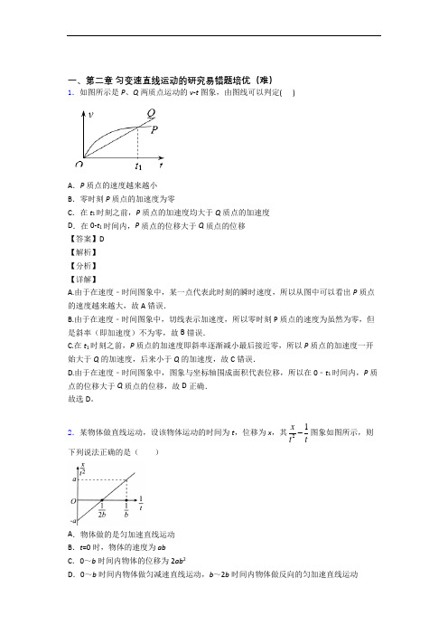 人教版高一物理上册 第二章 匀变速直线运动易错题(Word版 含答案)