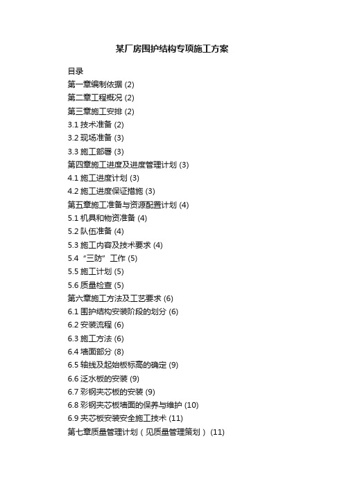 某厂房围护结构专项施工方案