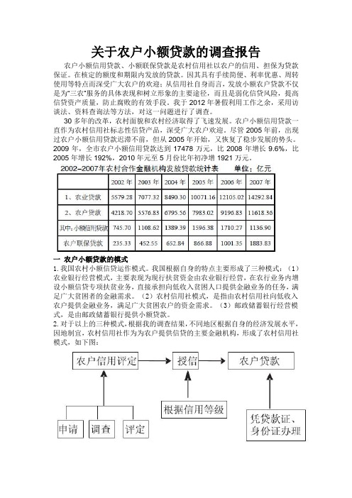 关于农户小额贷款的调查报告