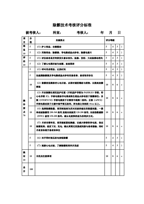 除颤技术考核评分标准