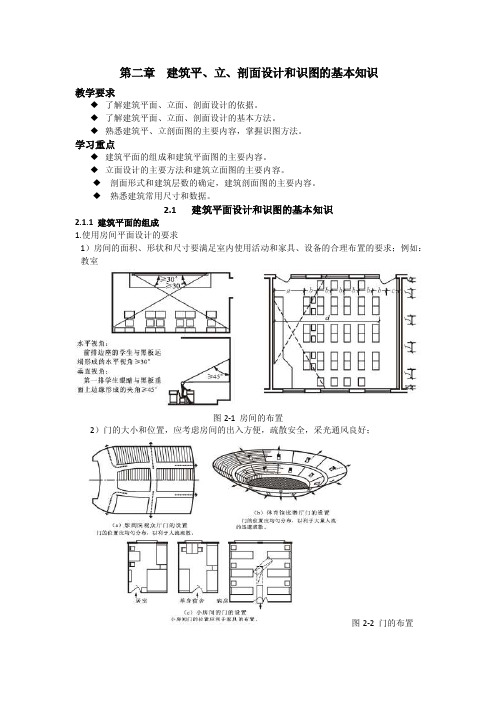 建筑平立剖面设计和识图的基本知识教学要求了解建筑