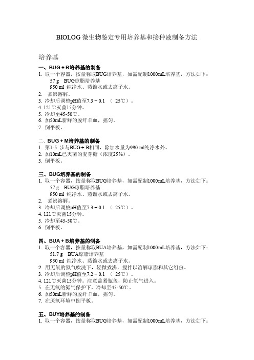 BIOLOG微生物鉴定专用培养基和接种液制备方法