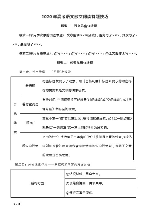 2020年高考语文散文阅读答题技巧(共4页)(1)