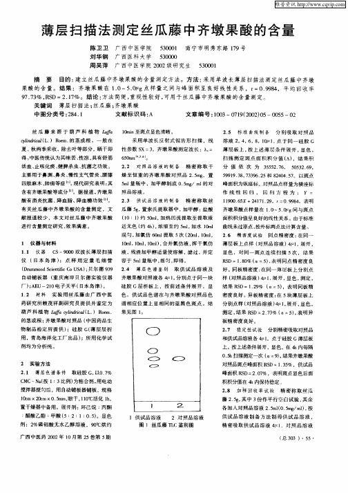 薄层扫描法测定丝瓜藤中齐墩果酸的含量