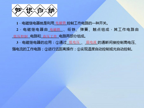 九年级物理全册第20章电与磁第3节电磁铁电磁继电器第2课时电磁继电器课件-(新版)新人教版