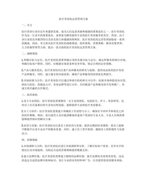 医疗美容院运营管理方案