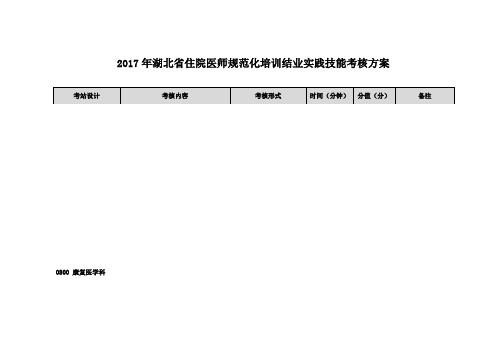 湖北省住院医师规范化培训结业实践技能考核方案