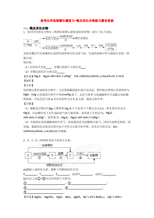 高考化学易错题专题复习-镁及其化合物练习题含答案