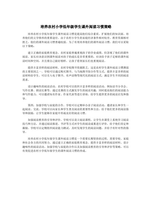 培养农村小学低年级学生课外阅读习惯策略