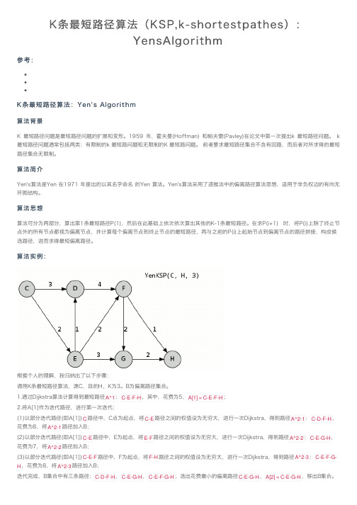 K条最短路径算法（KSP,k-shortestpathes）：YensAlgorithm