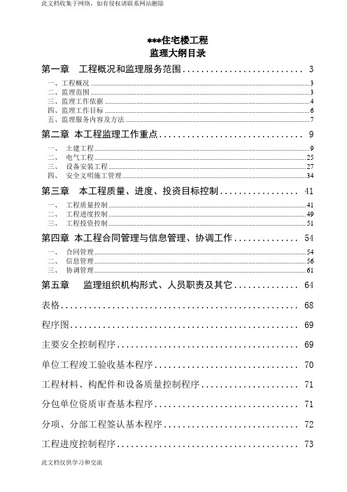 北京市海淀区某住宅楼工程监理大纲资料讲解