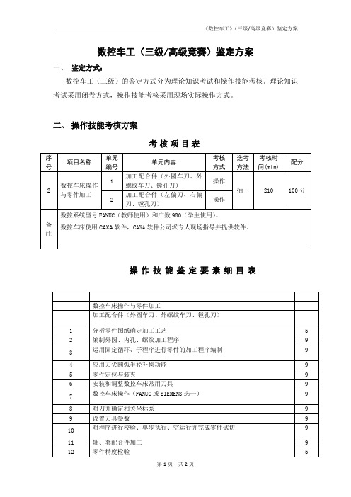 朝阳大赛2013年数控车工_3级_竞赛方案