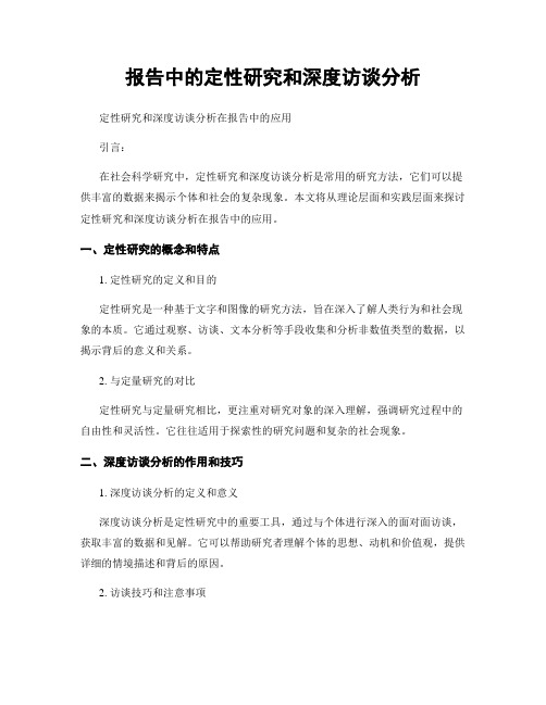 报告中的定性研究和深度访谈分析