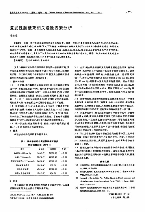 复发性脑梗死相关危险因素分析