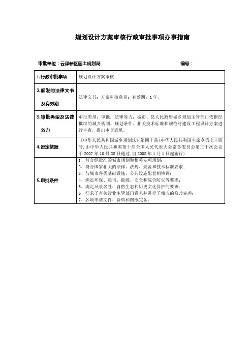 规划设计方案审核行政审批事项办事