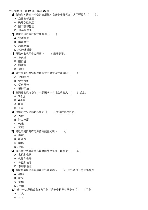 风力发电运行检修员职业技能试卷(245)