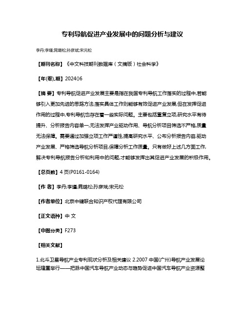 专利导航促进产业发展中的问题分析与建议