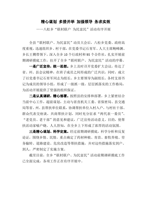 精心谋划 多措并举 加强领导 务求实效